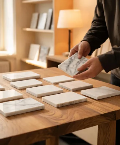 Design advisor reviewing samples