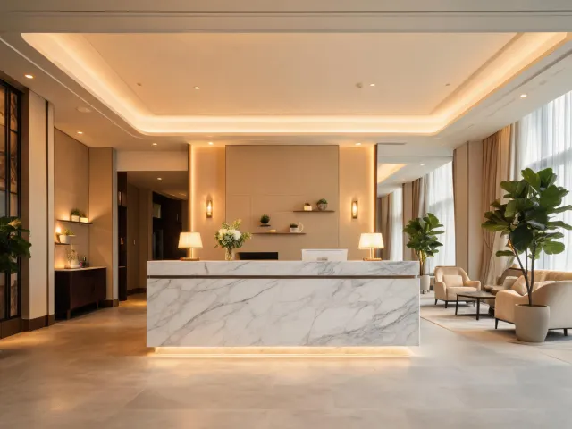 Hotel lobby reception desk quartz