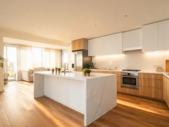 Residential kitchen quartz countertops