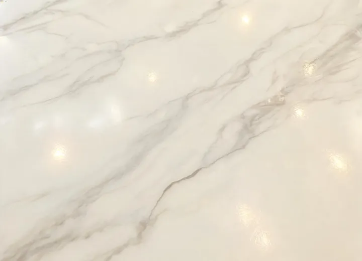 Close-up of Cambria quartz veining and polish