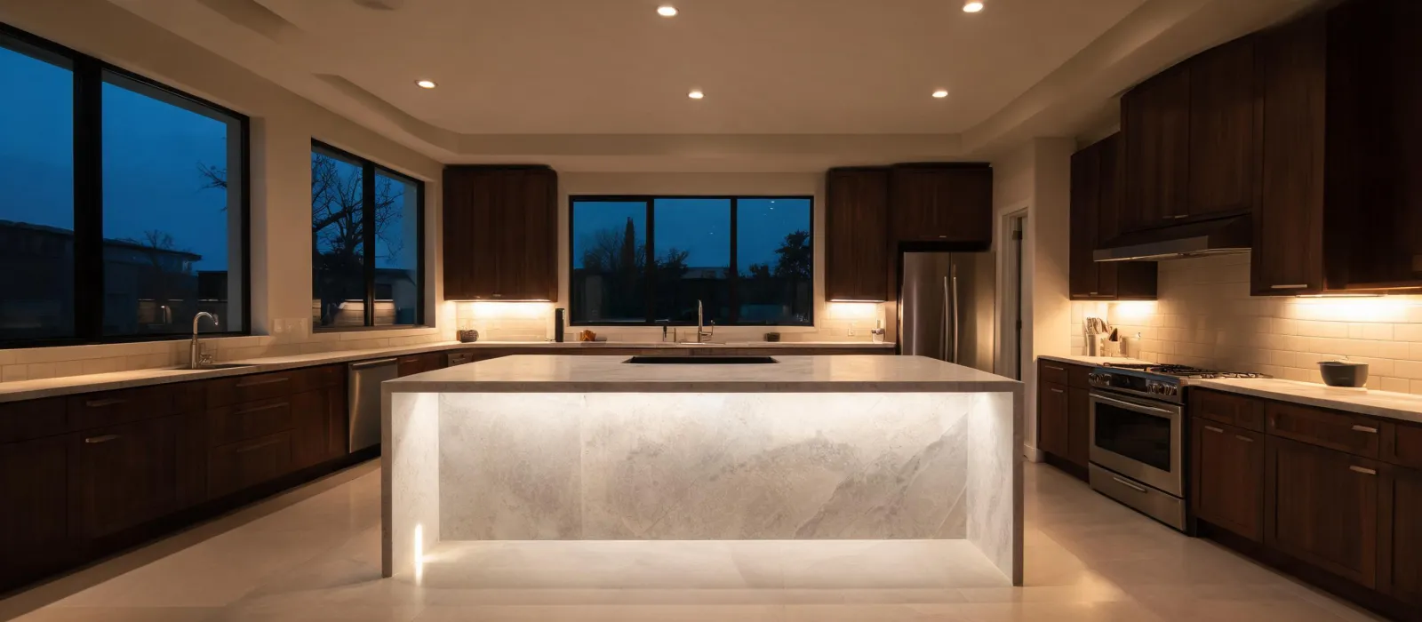 Architectural kitchen with Cambria quartz island