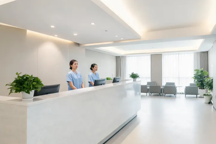 Clinic reception desk surface
