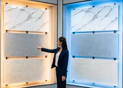 Showroom lighting comparison for quartz
